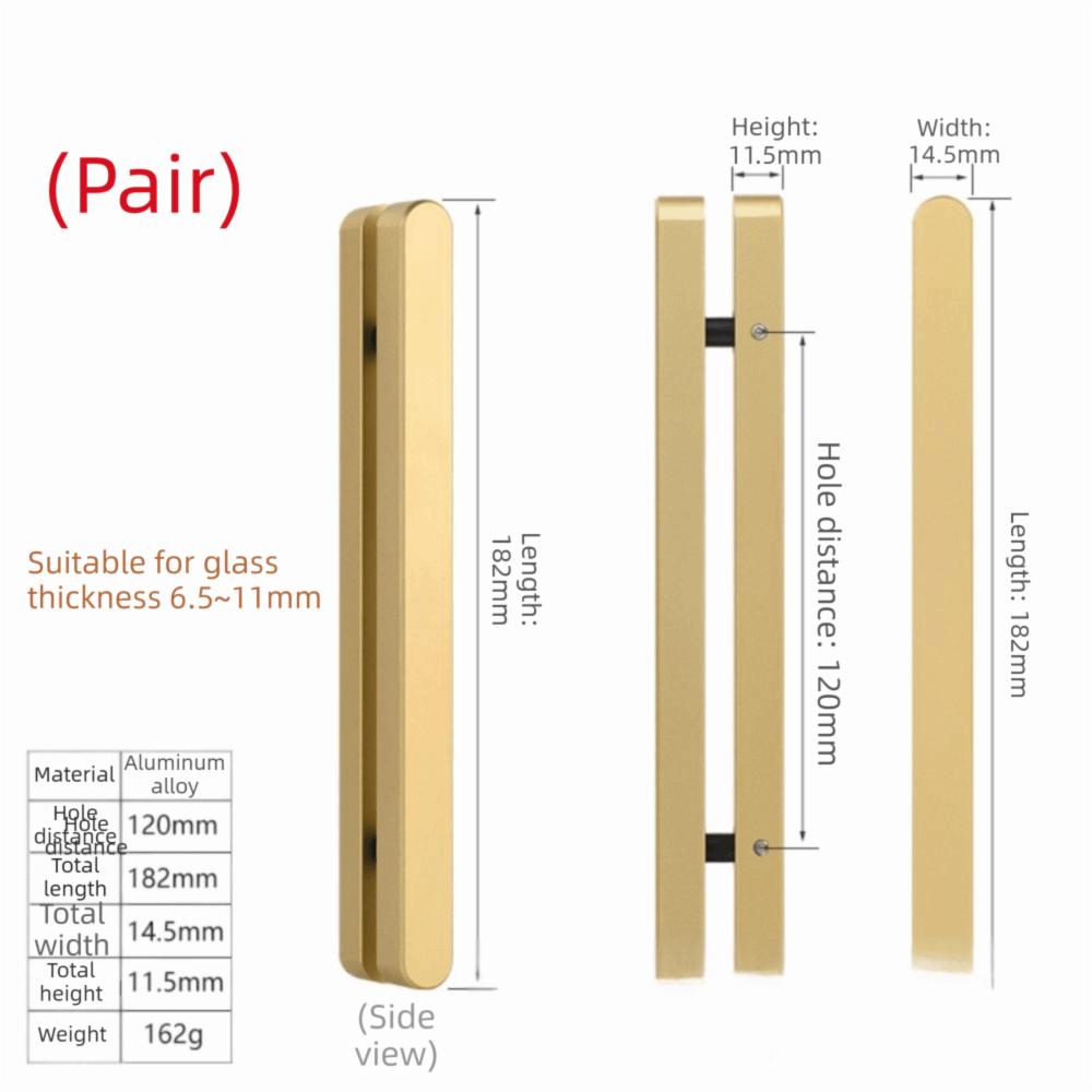 Matte Black Aluminum Alloy Strip Gold Strong Adhesive Sliding Door Handle Waterproof Moisture Proof Shower Room Handle