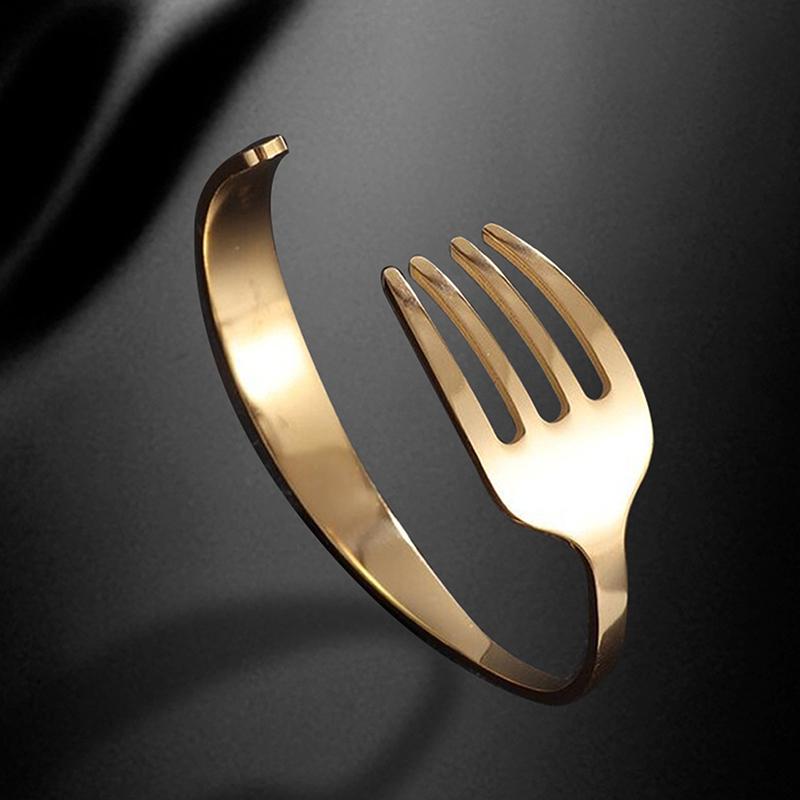 

Креативный браслет-вилка для женщин и мужчин, персонализированный простой открывающийся регулируемый браслет, ювелирные украшения, аксессуары, подарки золотой