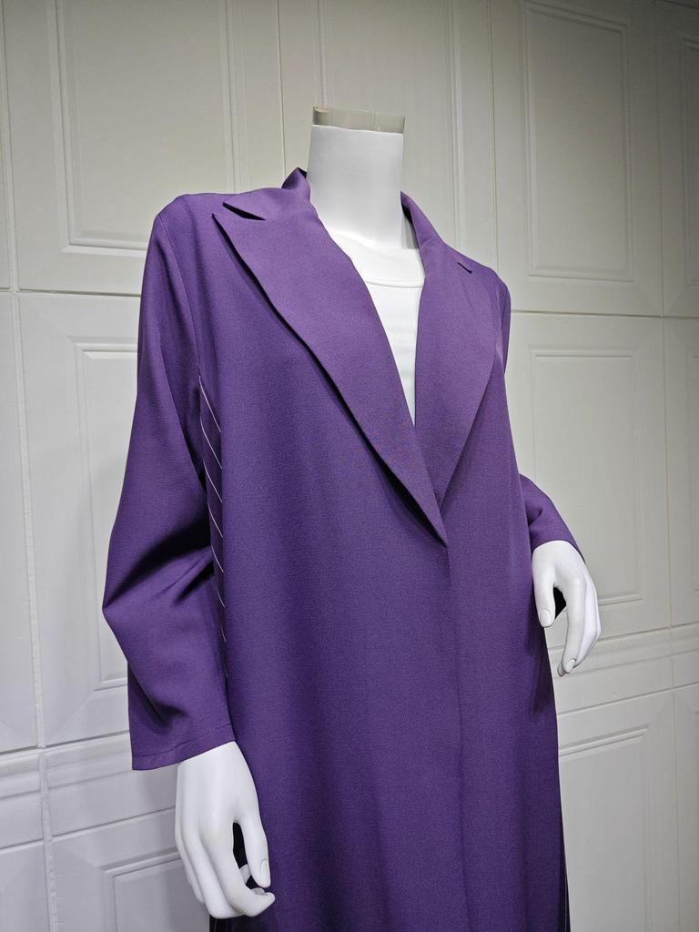 MQ178 Elegant Purple Modest Muslim Cardigan Abaya Long Sleeve Dress