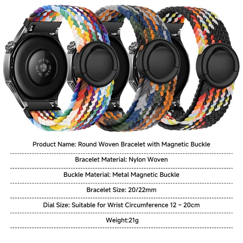 18mm 20mm 22mm Pasek pętla z plecionego nylonu do Huawei Watch GT5/GT4 Pro Klamra spadochronowa Wygodny pasek do Samsung Watch 7 6 5 4