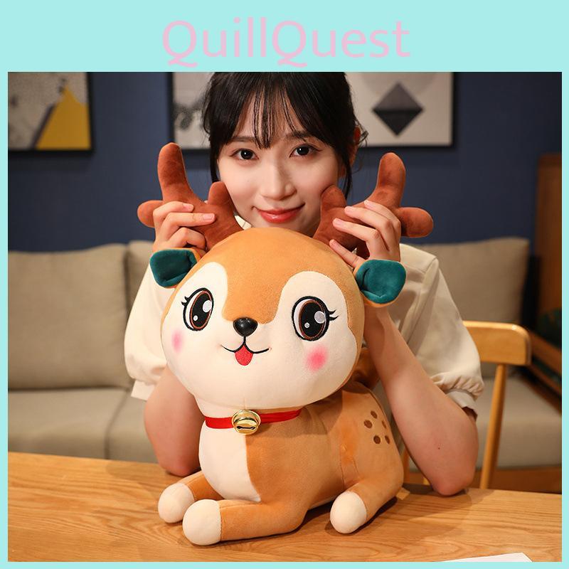 Adorable Christmas Reindeer Plush Toy Soft Stuffed Animal Cuddle Pillow For Girls