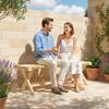 Garden Bench, Slatted Seat, Wood-Effect Finish, 140 x 40 x 43 cm, Natural Wood