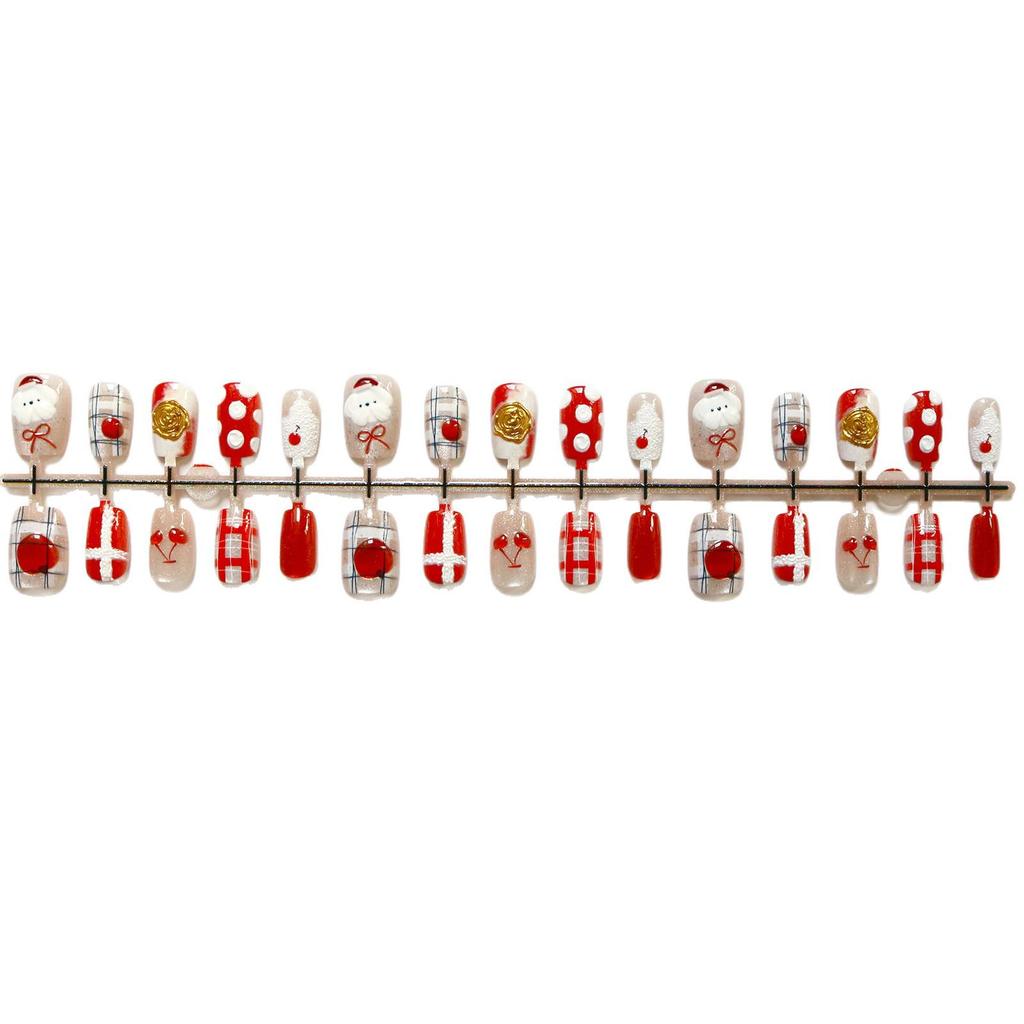Christmas Cute Cartoon Bear Red Nail Art Stickers - Sweet Style Whitening Nail Tips