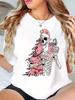 Personality Festive Atmosphere Sense Loose Printed T Shirt with All Round Neck Punk Ins Trend Printing Shopping with All Base