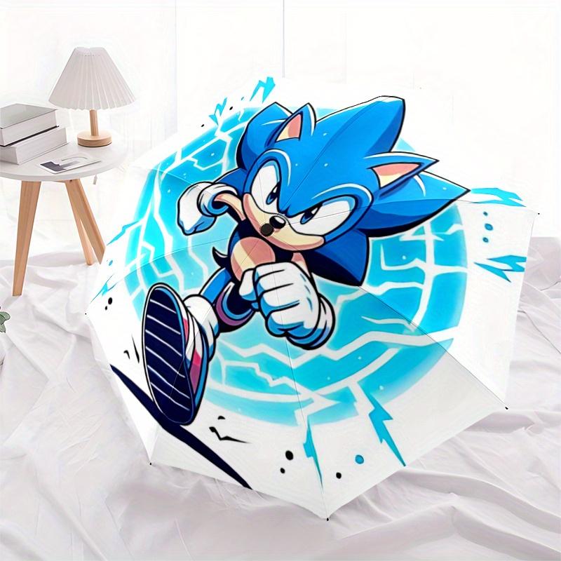 

1pc Sonic Automatic Opening and Closing Umbrella - Lightweight 3-Fold Design, Suitable for Fans, Travel, Daily Use, Interesting Shape, Considerable Gi