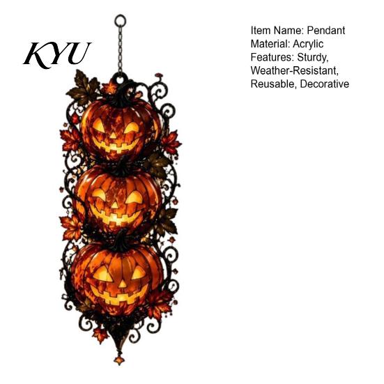 Spooky Theme House Decor Halloween Triple Stacked Jack-o'-Lantern Door Hanger, 2D Pumpkin Wall Hanging Ornament, Souvenir Party Favors Fall Porch for