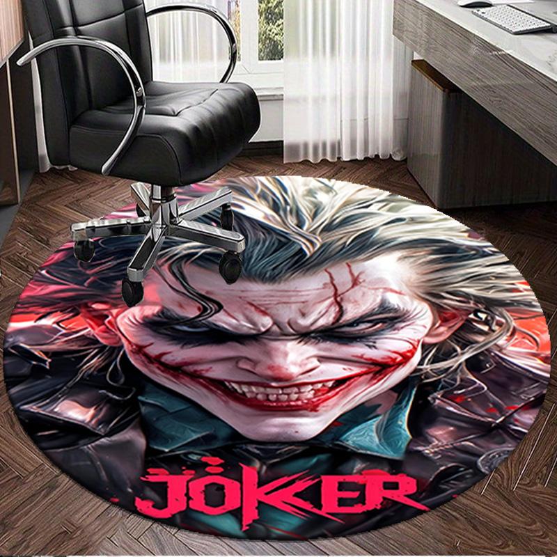 1PC The clown's Fiery Rise Round Rug, Non-slip Chair Mat, Home Decor, Circle Carpet Perfect for Office, Bedroom, Living Room,Christmas gift