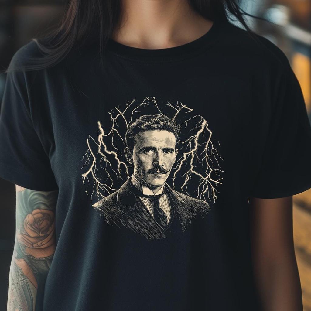 Tesla Lightning Tee, Unisex Fashion Shirt for Science Lovers, Nikola Tesla T-Shirt, Inspirational Art, Electric Legacy Clothing, Lightning