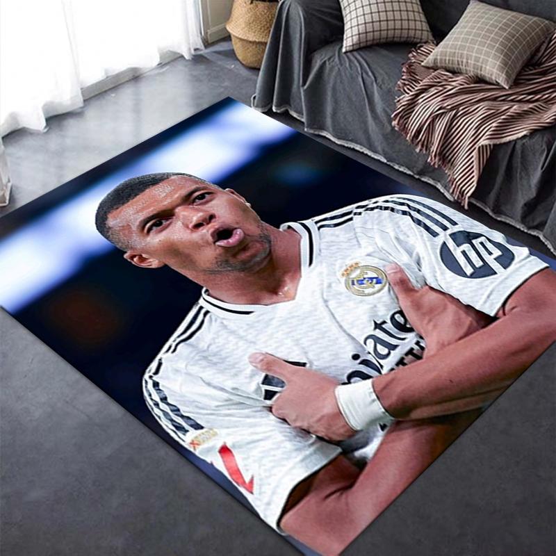 2025 Neuer Kylian Mbappé Teppich für Wohnzimmer Schlafzimmer Zuhause Sofadekoration, Kinder spielen Rutschfeste Fußmatte