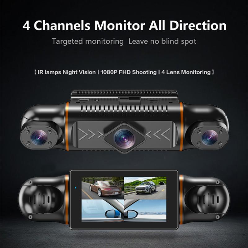 4-kanałowy rejestrator jazdy o wysokiej rozdzielczości 1080P z opcjonalną łącznością mobilną WIFI, pozycjonowaniem GPS, 24-godzinnym monitoringiem parkowania