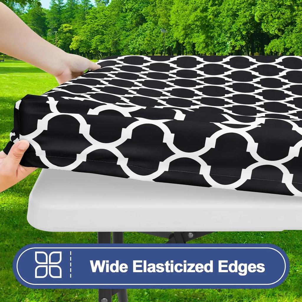 Elastic Fitted Tablecloths 6ft | Rectangle Table Cloth Waterproof | Table Cover for Outdoor & Camping