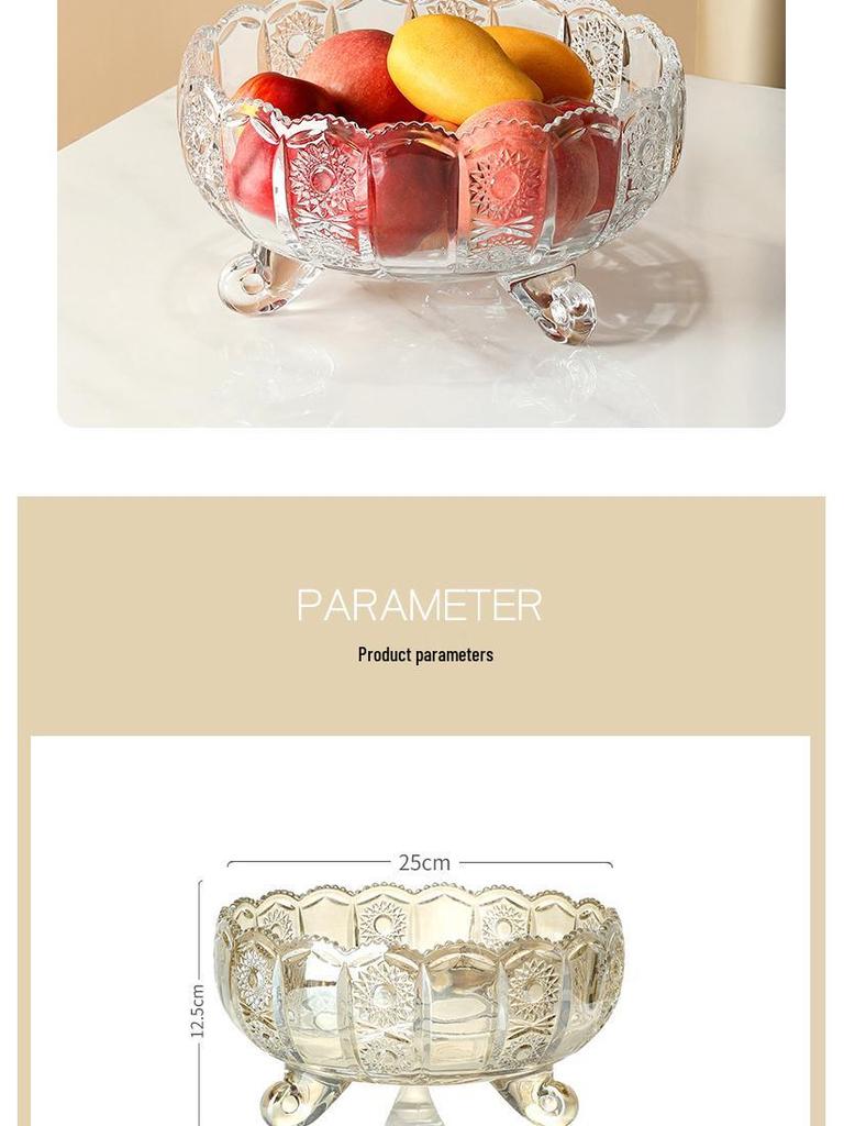 Luxury Crystal Three-Tier Fruit Bowl for Living Room