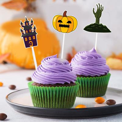 12 Stück Halloween Kuchen Dekoration Einstecker Cupcake Flagge Einstecken Hexe Geburtstagstorte Einstecker