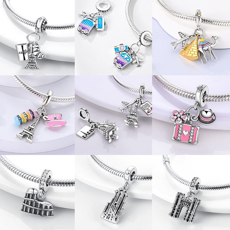 Travel Charmcopper Plane Paris Tower Pendant Fit Bracelet Beads Making Woman Fashion Jewelry