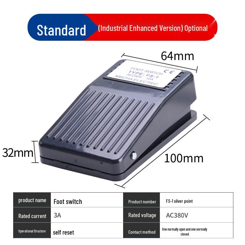 Self-Resetting TFS-201/EKW-B Foot Switch with Cable for Punch Press, 220V