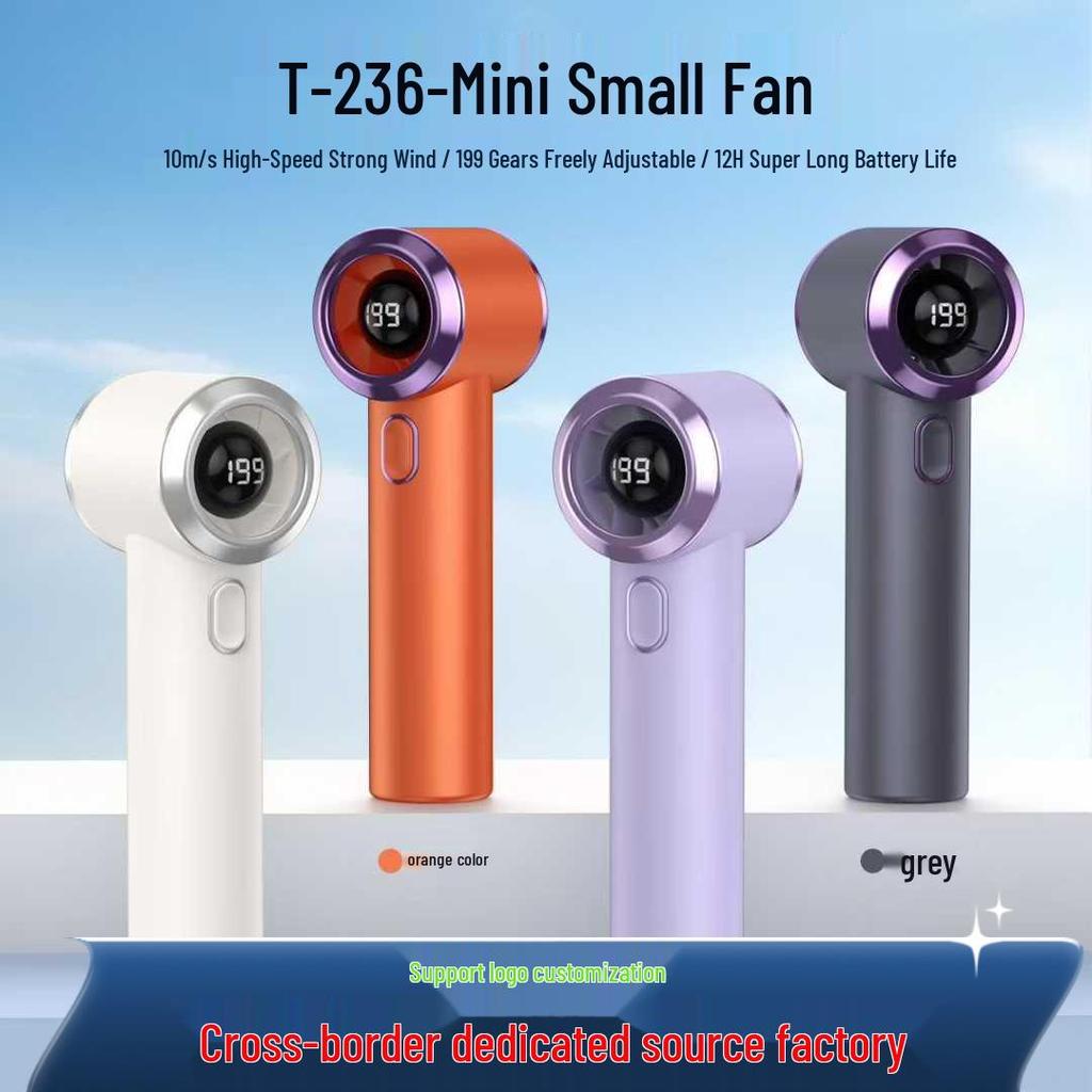 T236 Handheld High-Speed USB Fan with Digital Display and 199 Speeds - Compact and Powerful