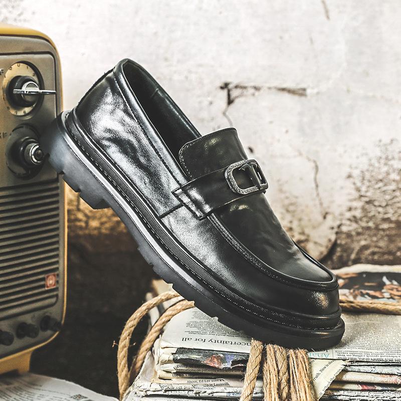 Leather Shoes Men'S Business Dress Trendy British Large Size Men'S Shoes Lazy Shoes One Pedal Men'S Casual Shoes 3518-J