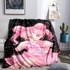 Pink Heart Puella Magi  Throws Blanket Flannel Blankets Plush for Couch Bed Gifts for Men Women Travel picnic blanket Christmas fan gifts