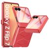 Для Samsung Galaxy Z Flip 7 Чохол із захистом шарніра, Вбудований захисний екран, Ударостійкий всеохоплюючий чохол для телефону Z Flip 7 - Рожево-червоний