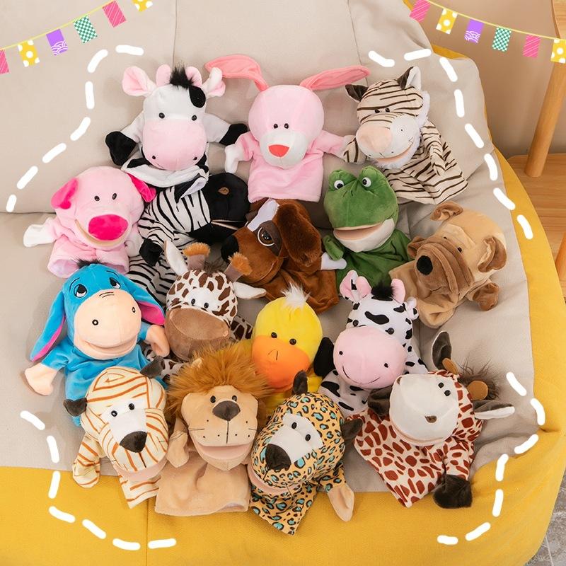 Hand puppet toy animal gloves mouth action plush doll