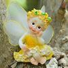 4 sztuk/zestaw Fairy Garden kwiat do składania anioły Ornament miniaturowy wystrój figurki z żywicy