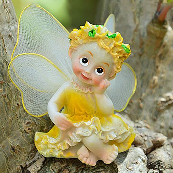 4 sztuk/zestaw Fairy Garden kwiat do składania anioły Ornament miniaturowy wystrój figurki z żywicy