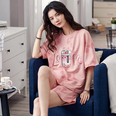 Pijamas de algodón de alta calidad para mujer, de manga corta, con dibujos animados, bonitos y dulces, para estudiantes, ropa de estar por casa.