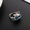 Cute Silver Color Alloy Cat Ring Fashionable Cat Eye Opening Adjustable Ring For Women Trendy Jewelry Accessories Gift