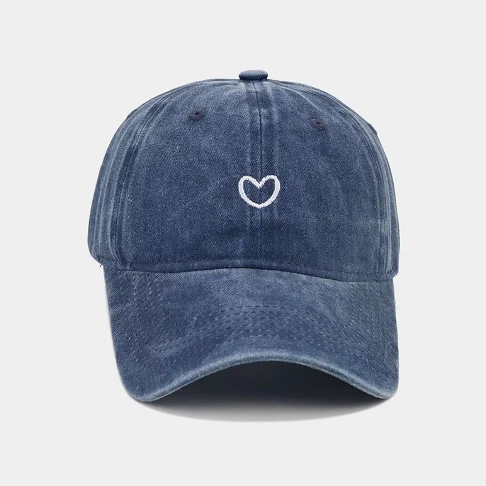 

Embroidered Love Sun Hat Washed Cotton Sunscreen Cap New Baseball Cap Women Men темно-синього кольору