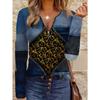 Women's Elegant Printed Zipper Long-sleeved Top, Stylish and Versatile for Autumn and Winter Casual and Office Wear, Machine Washable