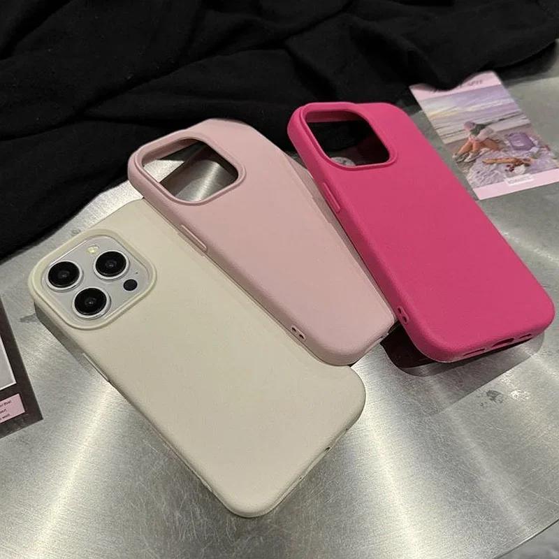 Luxuriöse Matte Weiche Leder Candy Handyhülle Für iPhone 16 15 14 Plus 13 12 11 Pro Max Linsenschutz Stoßfeste Silikonhülle