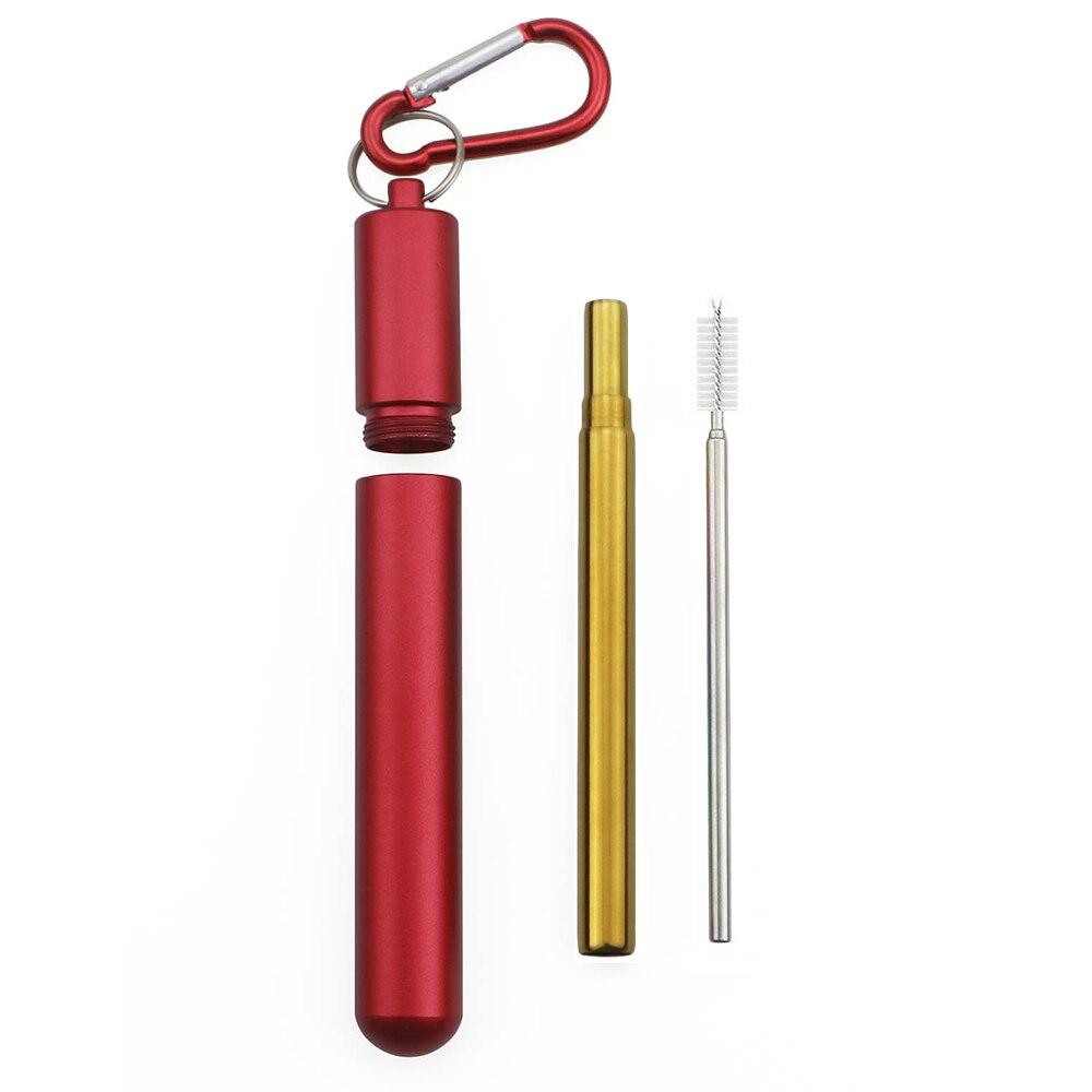 Reusable Telescopic Straw 304 Stainless Steel Metal Straw with Cleaning Brush Collapsible Portable Drinking Straw Set for Travel