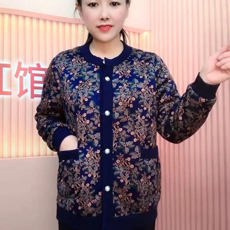 Thick Fleece Jacket Warm Cotton Cardigan Front Buttoned Loose Top