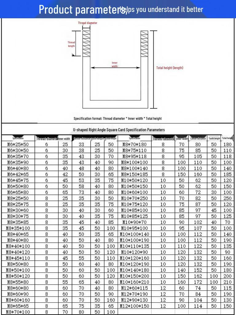 U-förmige Vierkantrohrklemme aus 304 Edelstahl mit rechtwinkligem Bügelschraube