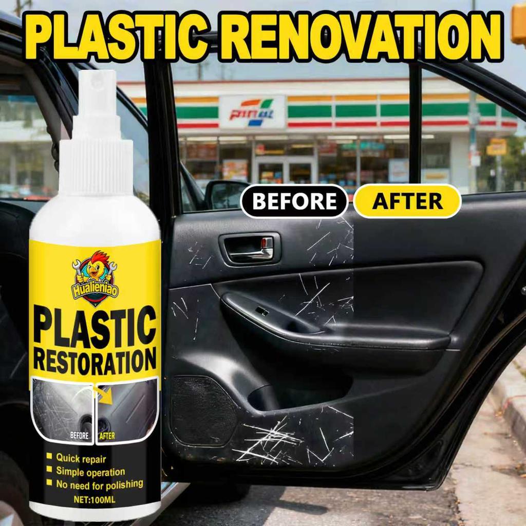 Car Plastic Part Crystal Coating Renovator, Black Interior Dashboard Wax for Vehicles, Whitening Restoration Agent, Tire Blacken