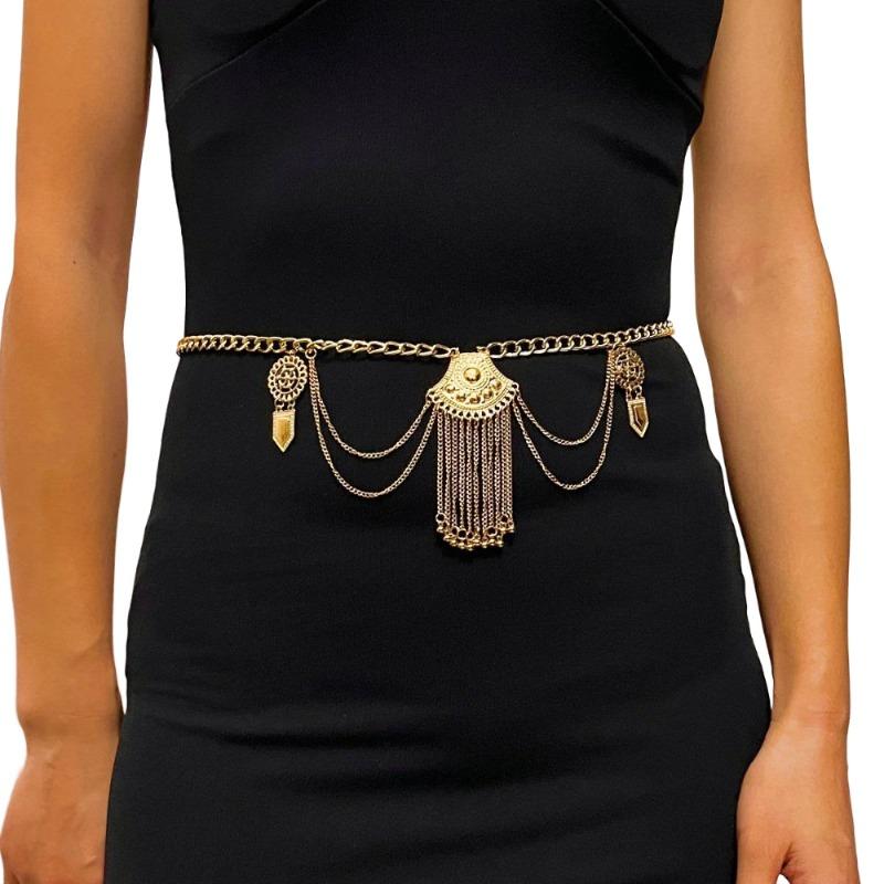 Water drop tassel waist chain women s belly dance accessories sexy metal alloy belt