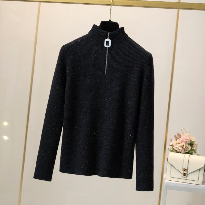 Top Half Turtleneck Pit Strip Andy Fleece Sweater Women's Autumn and Winter New Women's Casual Half Zipper Warm Knitted Sweater