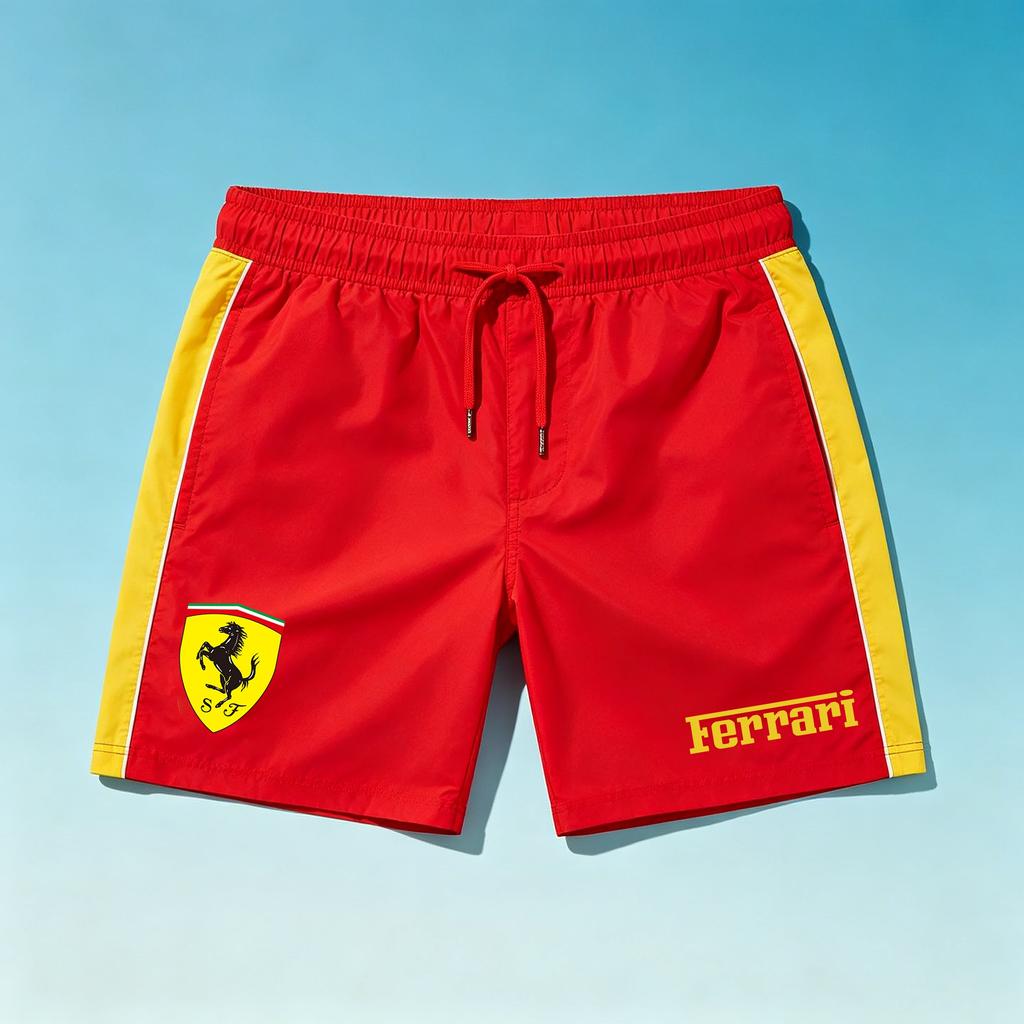 2026 Ferrari Racing Print Plavecké šortky Rychleschnoucí Plážové šortky Letní Sportovní Boardshorty Se stahovací šňůrkou