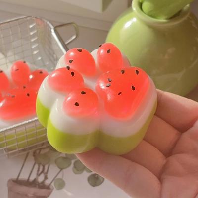 Cute Summer Limited Watermelon Cat's Paw Antistress Foot Squishy Toy,Fidget Toy, Mochi Squishy, Stress Reliever Squeeze Toys