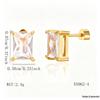 18K Gold Zirconia Stud Earrings - Niche, Simple, Colorfast Titanium Stainless Steel Ear Jewelry