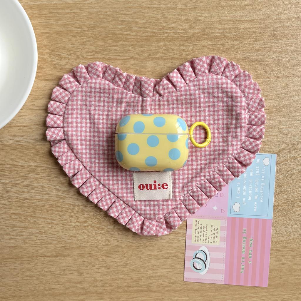 Fashion Simple Big Pink Blue Dots Polka Point Pattern Glossy Earphone Case with Ring Cover for AirPods 1 2 3 4 Pro 2 Pro 3