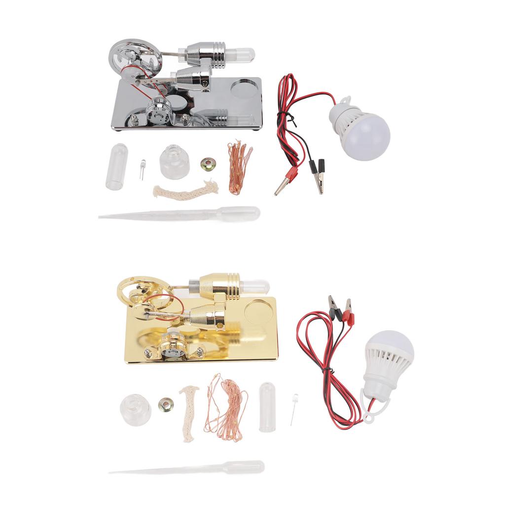 Sterling Engine Model with LED Bulb and Flywheel Stirling Engine Motor Model Educational Toy Electri