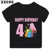 Cute Barbapapa Print Cartoon Girls Clothes 1 2 3 4 5 6 7 8 9 Years Happy Birthday Kids Short Sleeve T Shirt Baby Boys TShirts