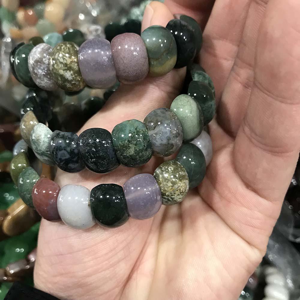 Indian Agate Bamboo Joint Hand Bracelet - Jade Seven Colors Multi-Treasure