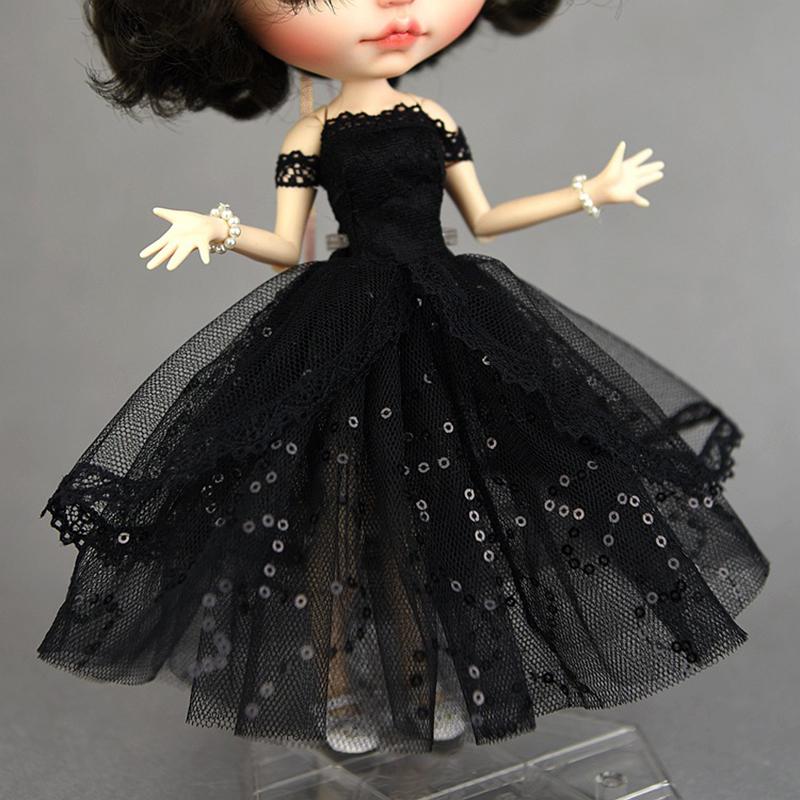 Mini Black Princess Doll Dress Wedding Dress Fluffy Skirt Multilayer Lace Tutu Dotted Doll Dress For Dolls Party Dress Clothes
