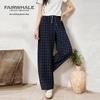 Mark Fairwhale Women's Vintage Plaid High-Waist Wide-Leg Casual Pants