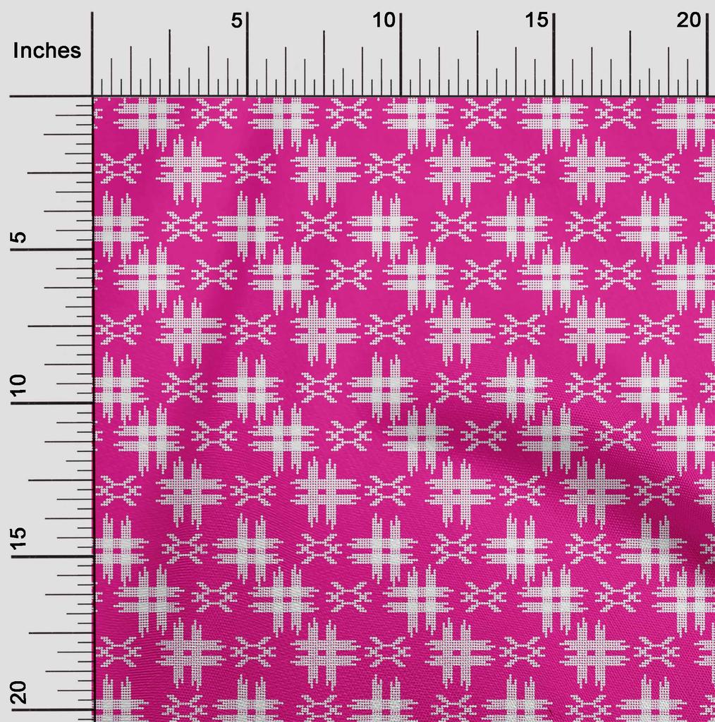 oneOone Tissu Coton Flex Imprimé Kasuri à Carreaux Tissu au Mètre Largeur 40 Pouces