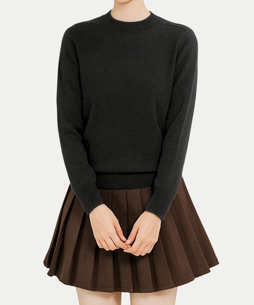 Keulleiseu 100% Wool Basic Knit Sweater_Purple
