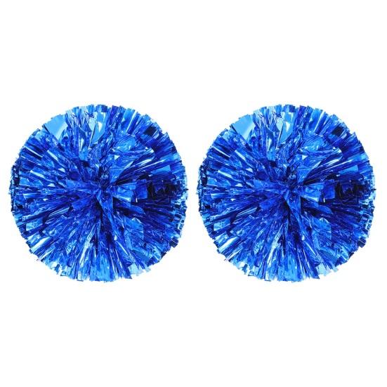 2 Pezzi Pompon Cheerleader Metallici Olografici Pompon Cheer con Anello Maniglia per Spirito di Squadra Sportiva Festa Squadra Allenamento Danza