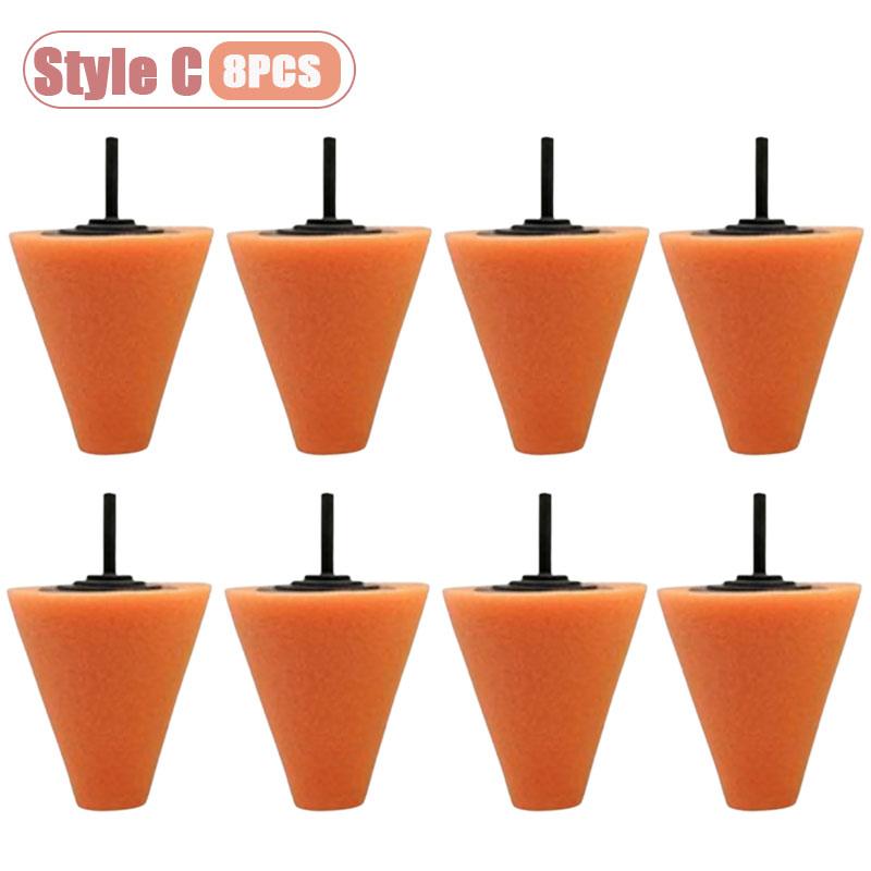 Car Drill Polishing Sponge Pad Kit Hub Polishing Pads Metal Cone Polishing Ball for Rim Cleaning Automotive Detailing Care Tools